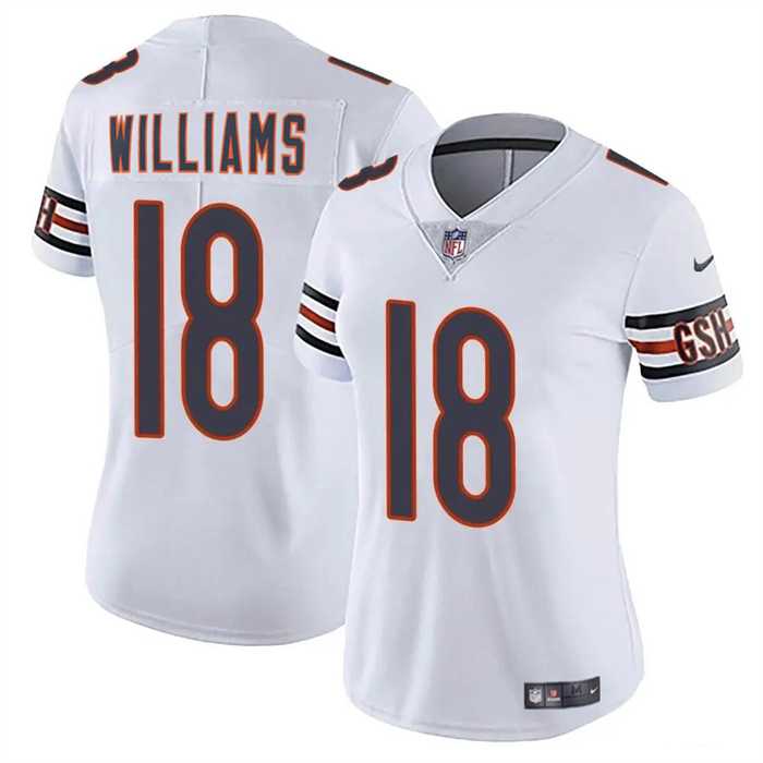 Womens Chicago Bears #18 Caleb Williams White 2024 Draft Vapor Stitched Jersey Dzhi